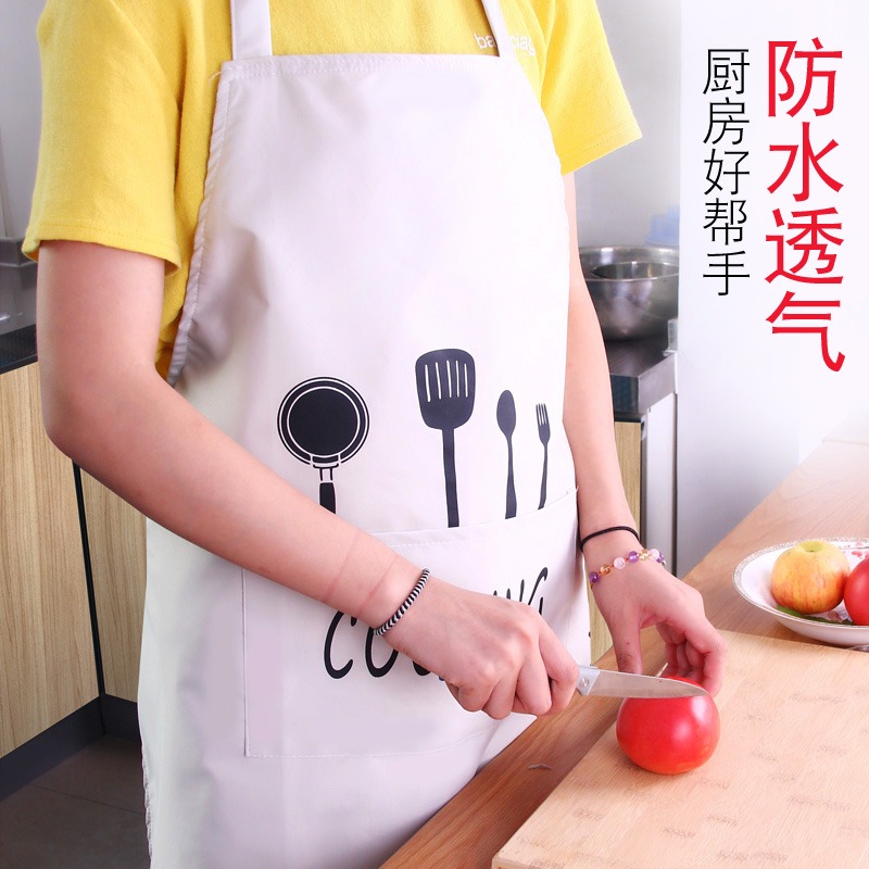時尚圍裙女男家用廚房服務員做飯罩衣工作服半身圍裙防水防油-細節圖3