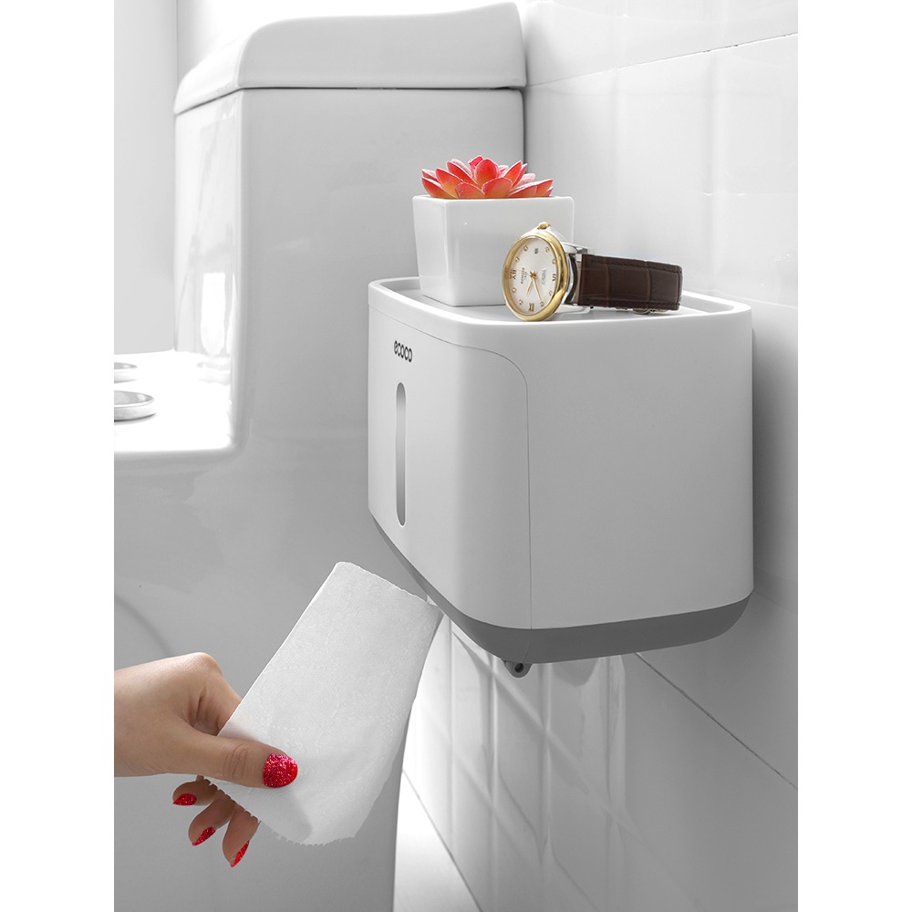 衛生間紙巾盒廁所衛生紙置物架抽紙盒創意免打孔防水廁紙收納掛壁-細節圖3