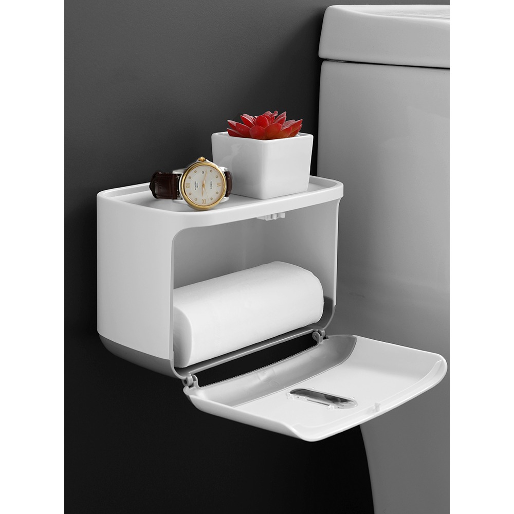 衛生間紙巾盒廁所衛生紙置物架抽紙盒創意免打孔防水廁紙收納掛壁-細節圖5