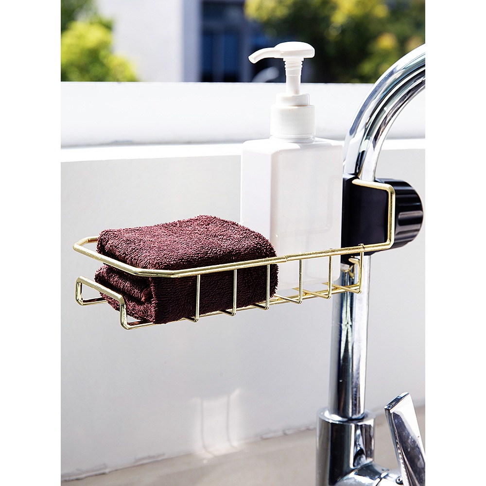 廚房水龍頭置物架不銹鋼水槽瀝水籃多功能夾式瀝水架水池收納架子-細節圖2