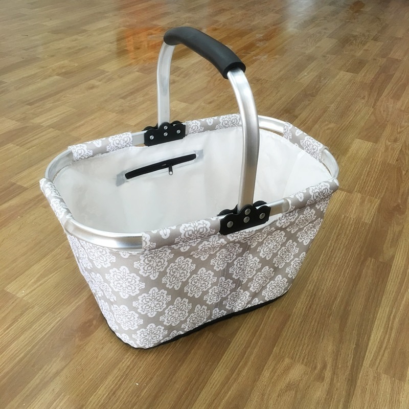 2019菜籃子野餐手提籃便攜環保野餐籃帆布牛津布購物籃可折疊買菜-細節圖10