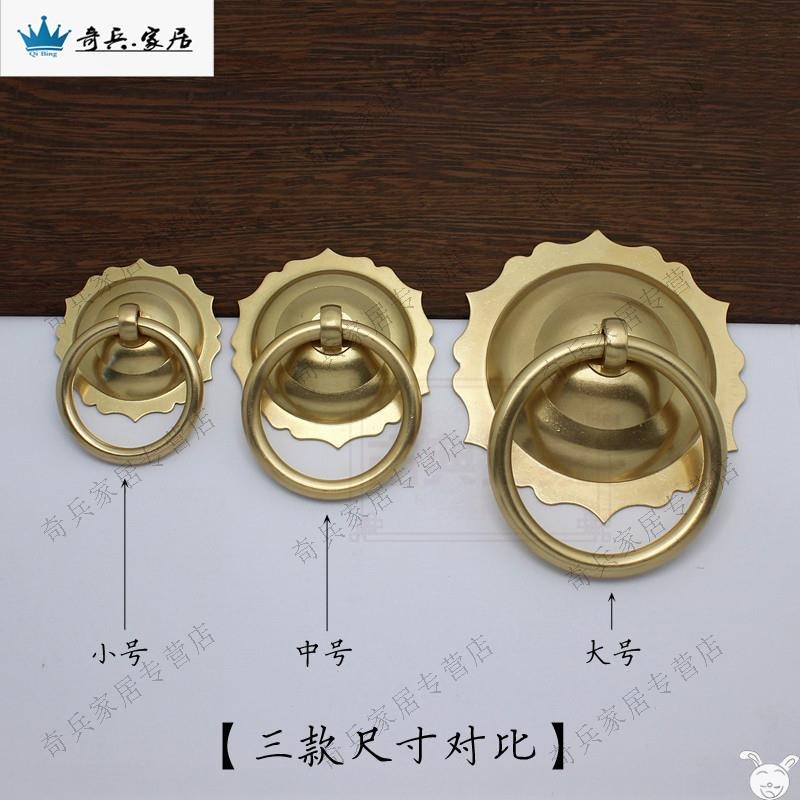 純銅大門拉手仿古銅拉環經典門環把手螺桿對裝中式無縫銅環拉手-細節圖2