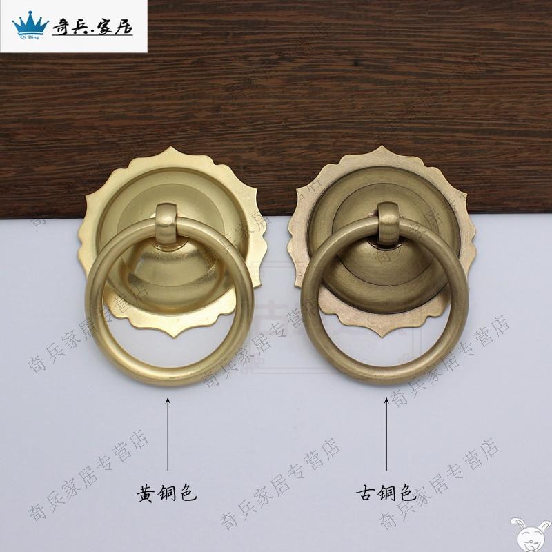 純銅大門拉手仿古銅拉環經典門環把手螺桿對裝中式無縫銅環拉手-細節圖3