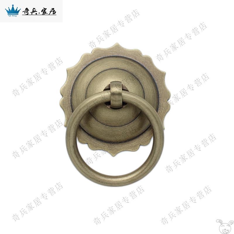 純銅大門拉手仿古銅拉環經典門環把手螺桿對裝中式無縫銅環拉手-細節圖5