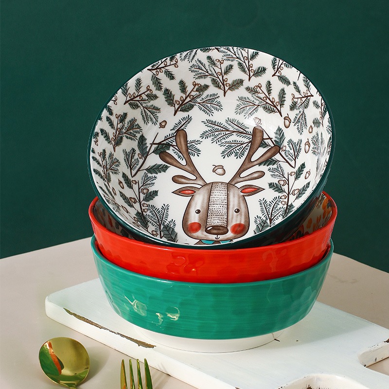 雙耳湯碗家用防燙陶瓷大號卡通可愛餐具盛湯麪碗不燙手少女心湯盆-細節圖4