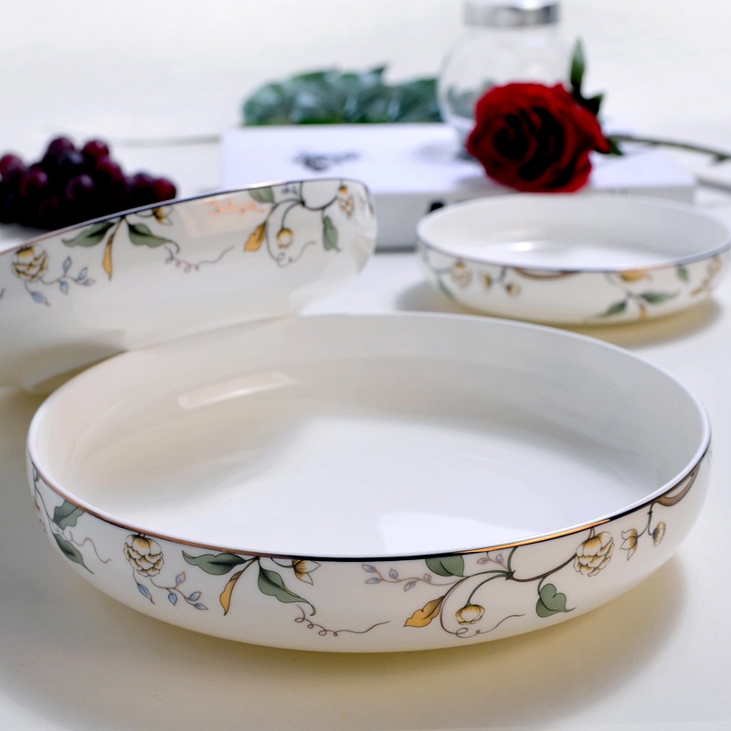 骨瓷盤子菜盤家用陶瓷創意大號小號深盤焗飯窩盤日式湯盤-細節圖2