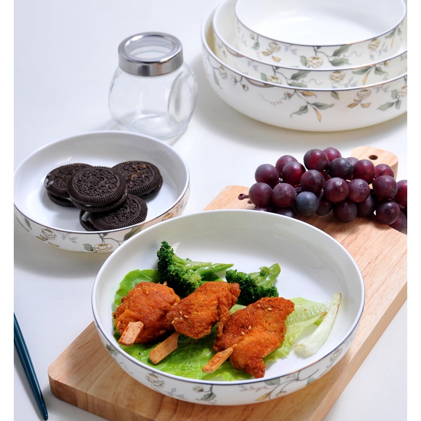 骨瓷盤子菜盤家用陶瓷創意大號小號深盤焗飯窩盤日式湯盤-細節圖3