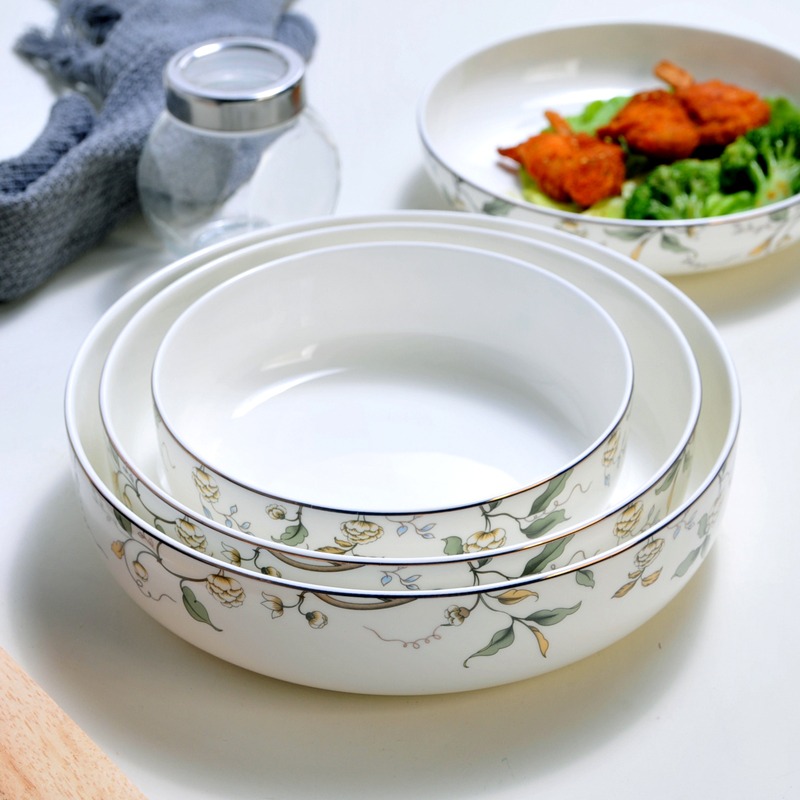 骨瓷盤子菜盤家用陶瓷創意大號小號深盤焗飯窩盤日式湯盤-細節圖4