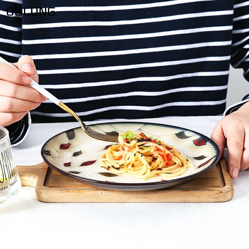 陶瓷盤菜盤家用日式創意個性網紅餐廳藝術盤好看的盤子微波爐餐具-細節圖2