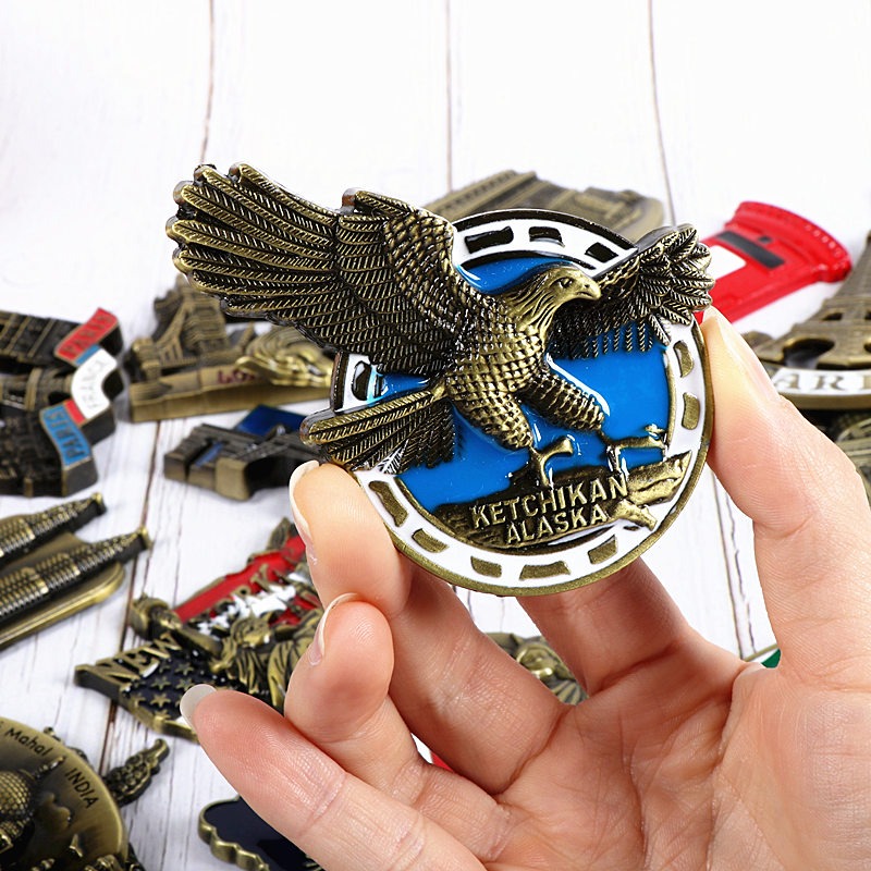 歐式冰箱貼金屬磁鐵立體英法美國韓國新加坡旅遊紀念裝飾品-細節圖5