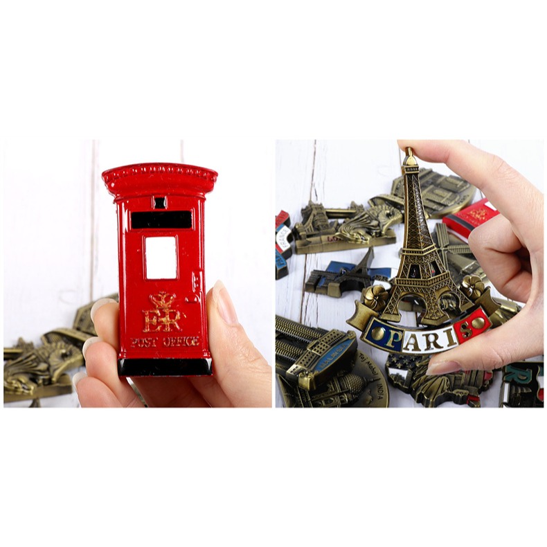 歐式冰箱貼金屬磁鐵立體英法美國韓國新加坡旅遊紀念裝飾品-細節圖10