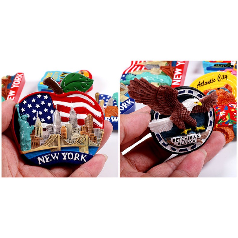 美國冰箱貼 世界旅遊紀念品立體磁鐵一套自由女神亞特蘭 阿拉斯加-細節圖8