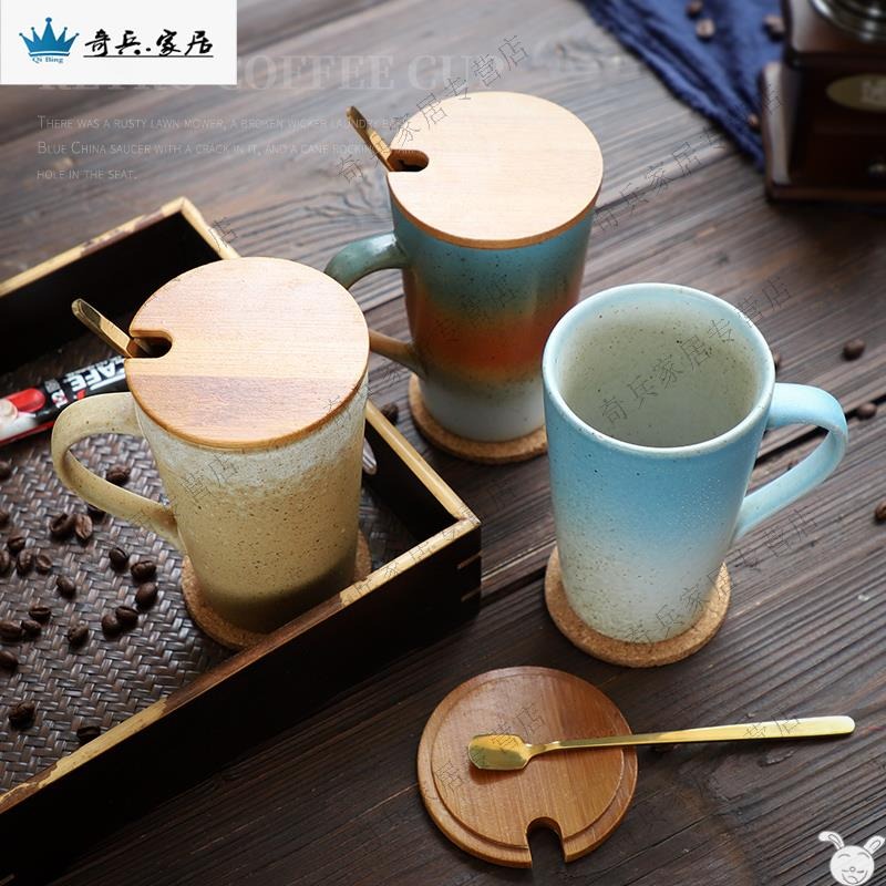 設計感杯子帶蓋勺創意簡約馬克杯感小眾漸變色陶瓷杯咖啡杯早-細節圖3