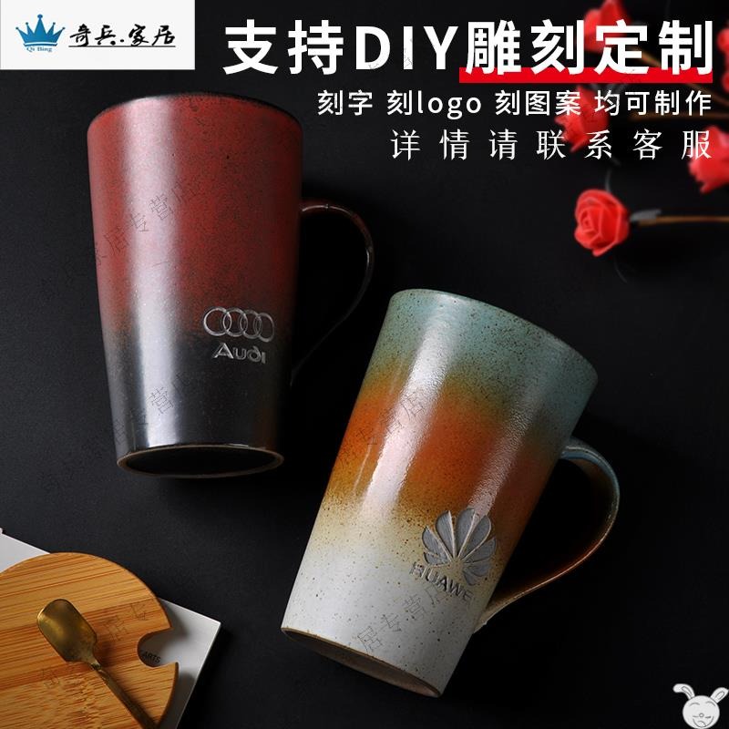 設計感杯子帶蓋勺創意簡約馬克杯感小眾漸變色陶瓷杯咖啡杯早-細節圖4