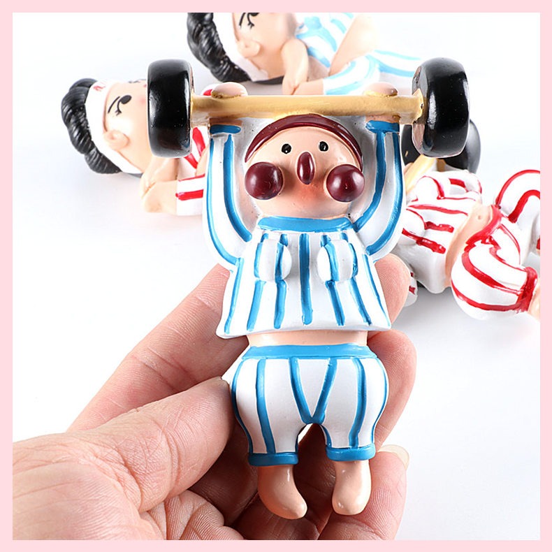 卡通人物冰箱貼磁鐵立體創意舉重運動員磁鐵-細節圖7