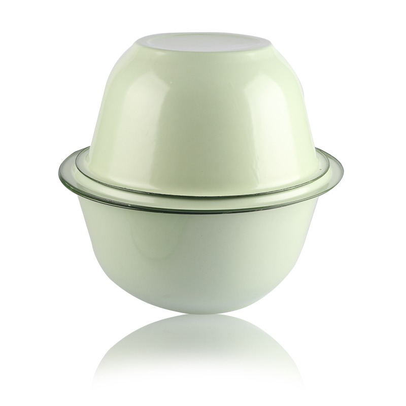 綠色搪瓷蓋盆懷舊搪瓷洗手盆碗復古老式豬油碗帶蓋加高-細節圖4