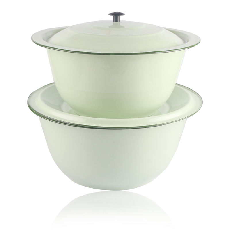 綠色搪瓷蓋盆懷舊搪瓷洗手盆碗復古老式豬油碗帶蓋加高-細節圖5