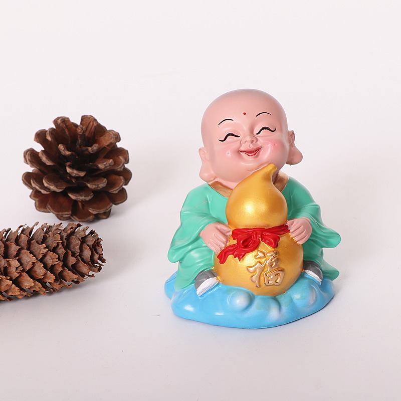 創意擺件可愛不搖頭小和尚 平安裝飾品送情侶禮物公仔書房客廳-細節圖2