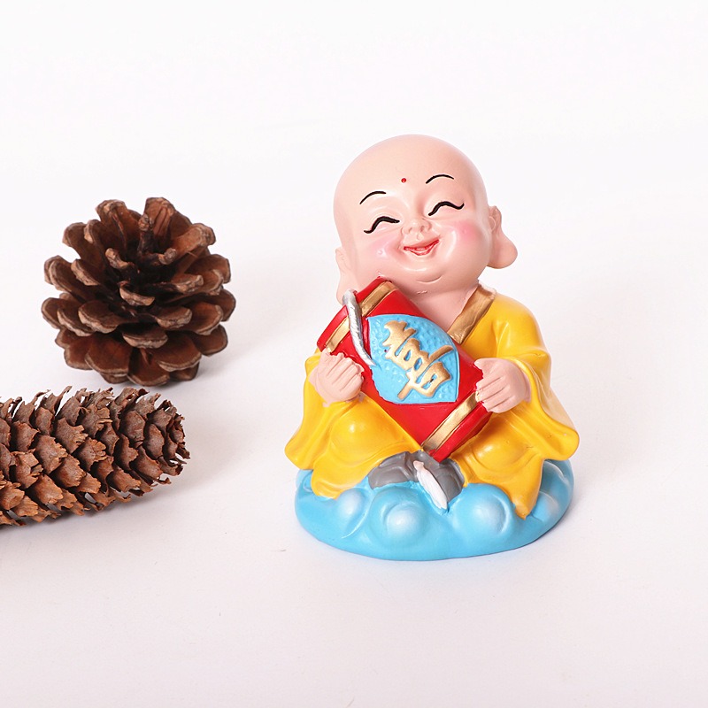 創意擺件可愛不搖頭小和尚 平安裝飾品送情侶禮物公仔書房客廳-細節圖5