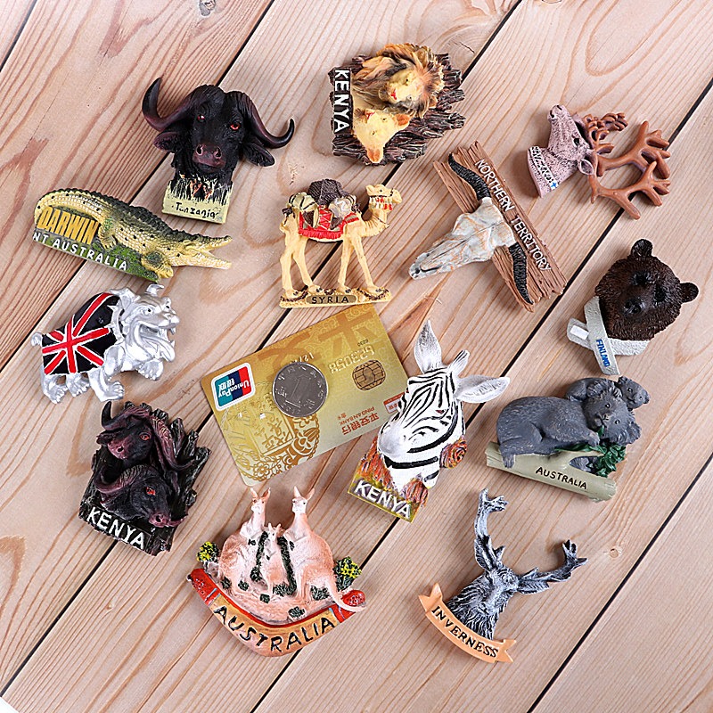 非洲野生動物創意仿真冰箱貼磁性貼肯尼亞敘利亞英國出國旅遊紀念-細節圖7