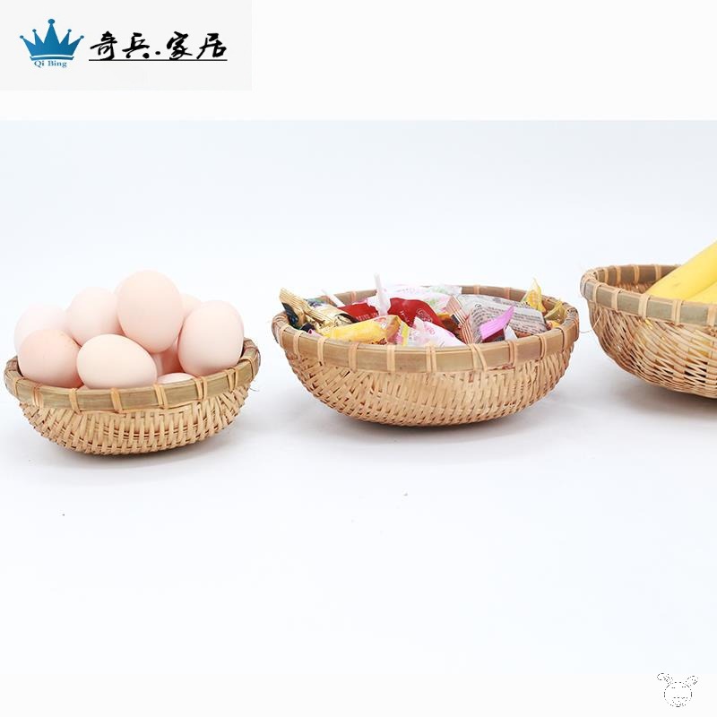 手工竹編製品籃子竹篩子圓簸箕家用饅頭筐廚房竹子筲箕收納筐-細節圖4