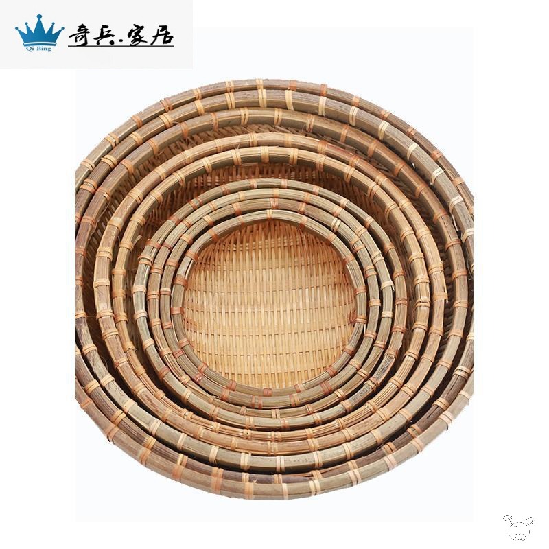 手工竹編製品籃子竹篩子圓簸箕家用饅頭筐廚房竹子筲箕收納筐-細節圖5