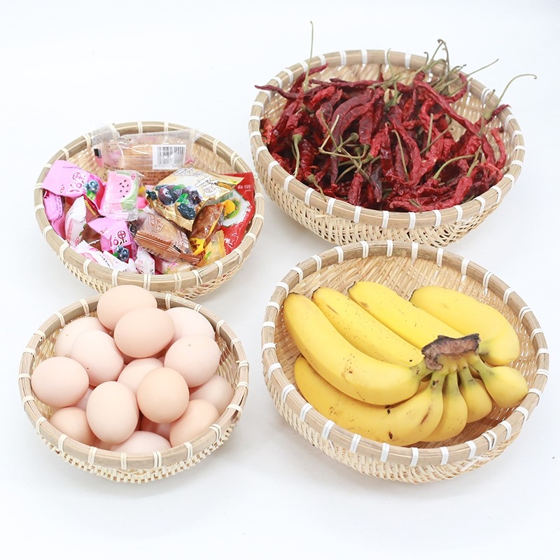 手工竹編製品籃子竹篩子圓簸箕家用饅頭筐廚房竹子筲箕收納筐-細節圖9