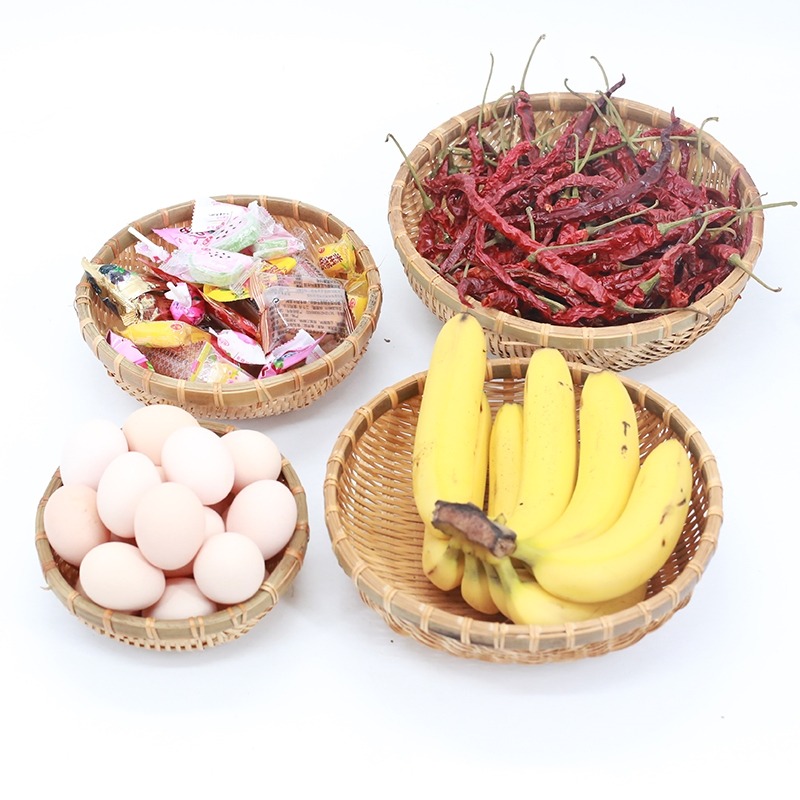 手工竹編製品籃子竹篩子圓簸箕家用饅頭筐廚房竹子筲箕收納筐-細節圖10