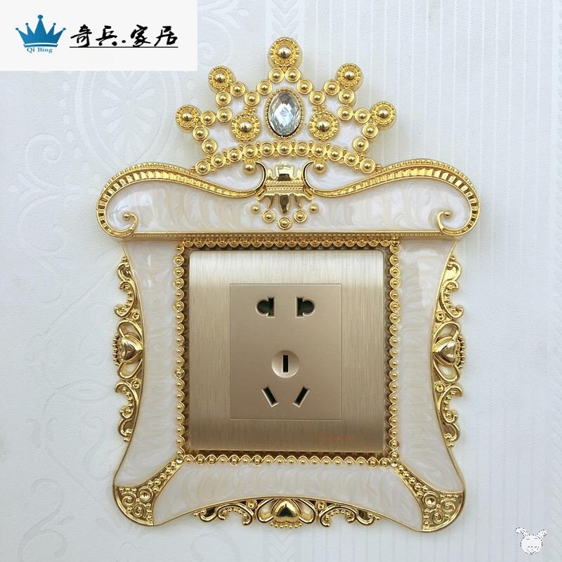 墻貼開關保護套插座貼開關套裝飾防塵罩皇冠花色飾物防塵貼開關貼-細節圖2