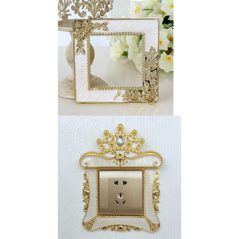 墻貼開關保護套插座貼開關套裝飾防塵罩皇冠花色飾物防塵貼開關貼-細節圖7