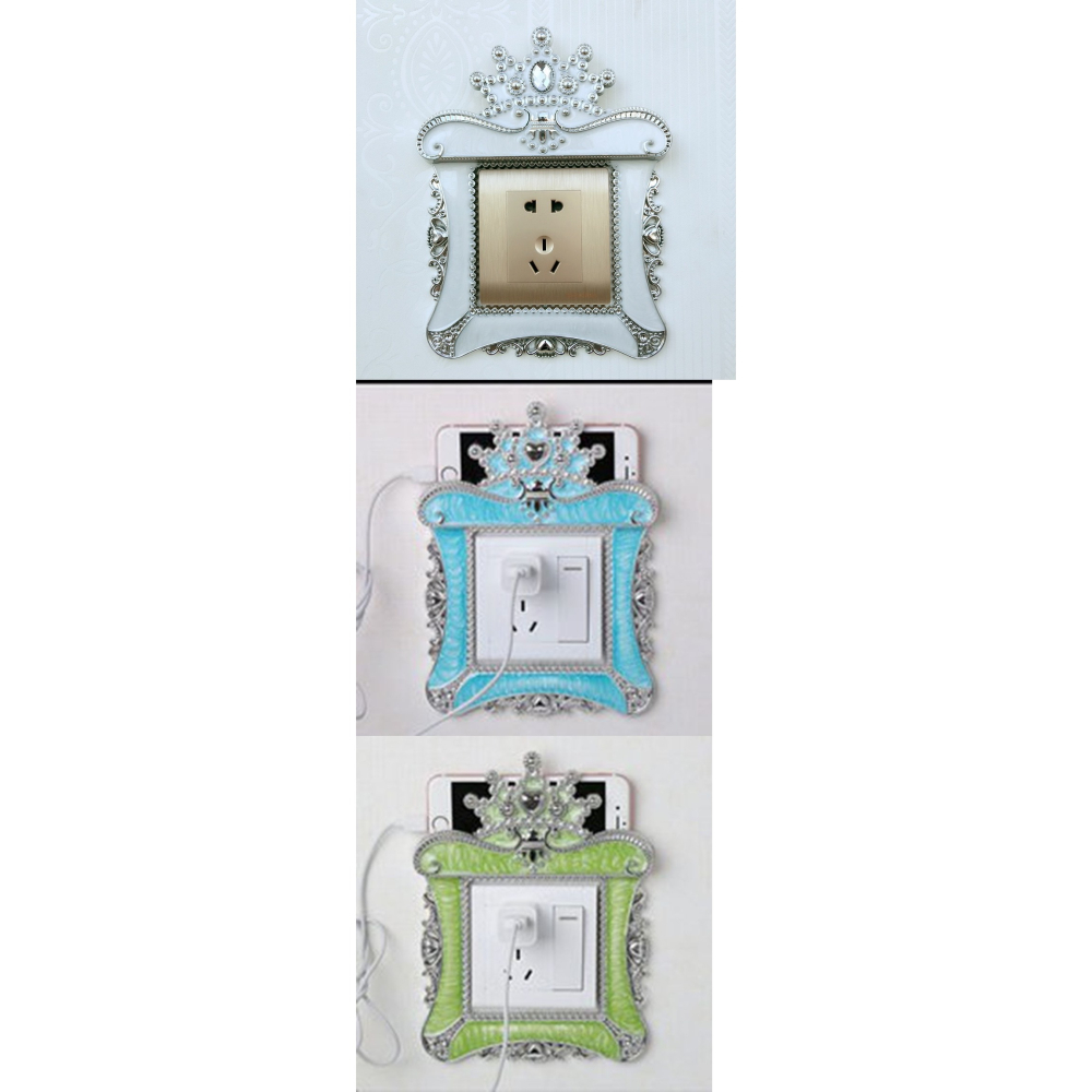 墻貼開關保護套插座貼開關套裝飾防塵罩皇冠花色飾物防塵貼開關貼-細節圖8