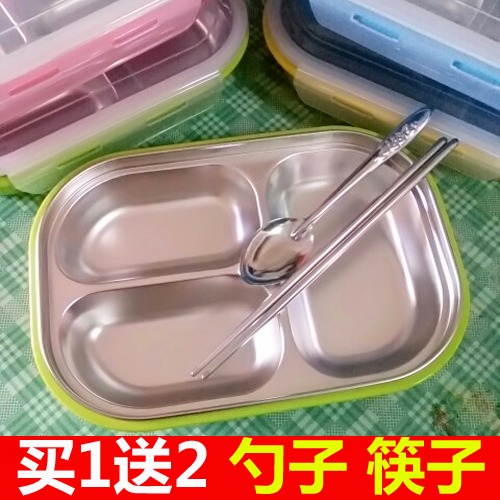 五四三格不銹鋼分隔飯盒微波爐便當盒小學生學校成人員工保溫餐盒-細節圖5