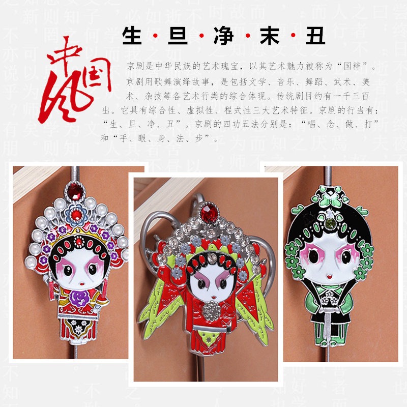 書簽古典中國風京劇臉譜戲曲特色禮品送老外出國小禮物工藝紀-細節圖6