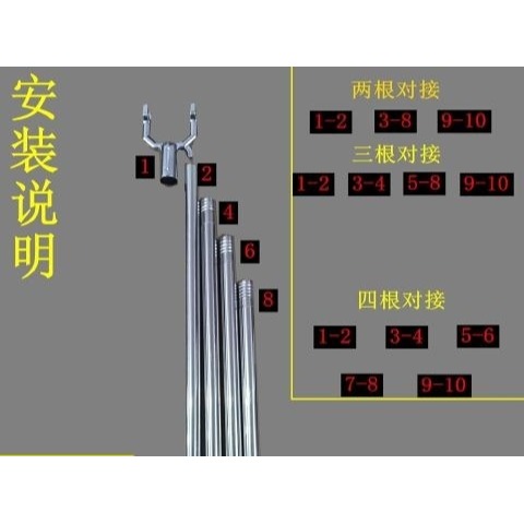 精緻家用對接撐衣桿晾衣桿棍加長衣叉桿不銹鋼曬衣掛衣桿挑衣服丫-細節圖7