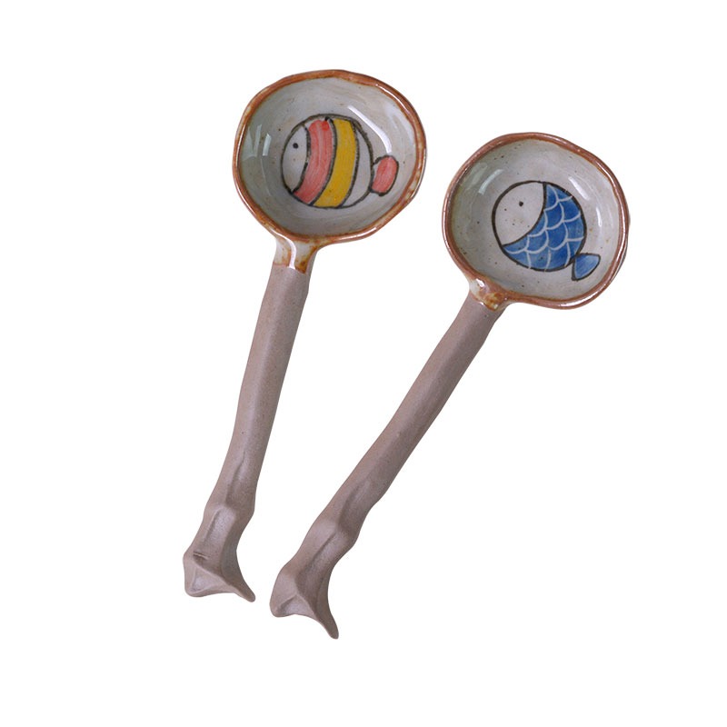 創意陶瓷勺子卡通手工創意日式可愛長柄卡通勺學生個性家用湯勺-細節圖5