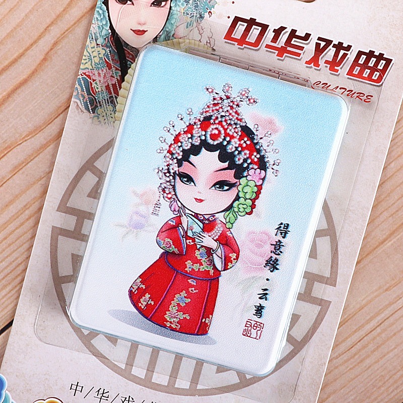 中國風京劇戲曲人物便攜化妝鏡子雙面鏡女士創意禮品老外出國禮物-細節圖3