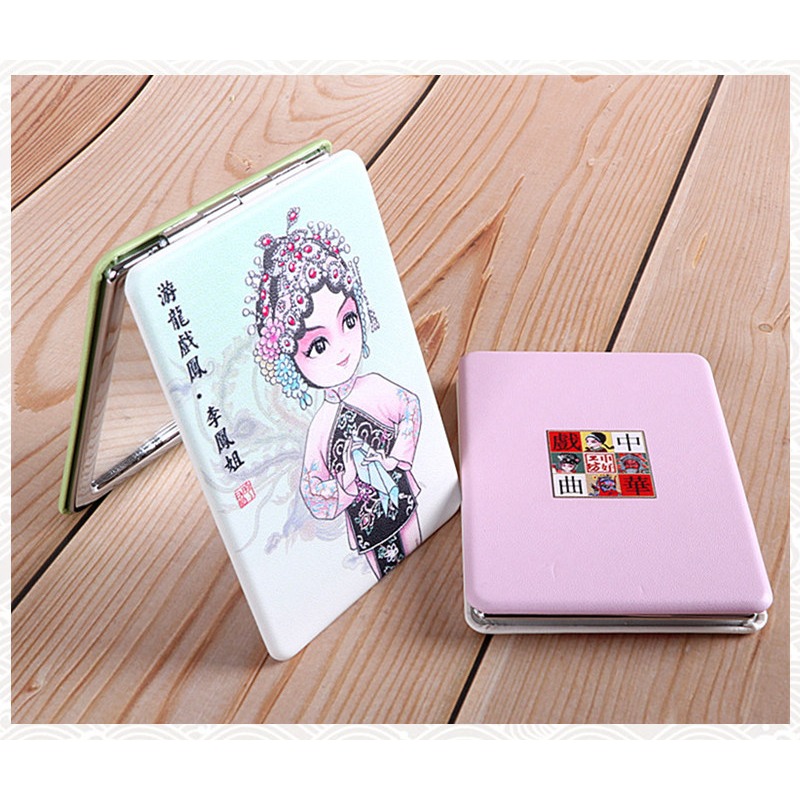 中國風京劇戲曲人物便攜化妝鏡子雙面鏡女士創意禮品老外出國禮物-細節圖8