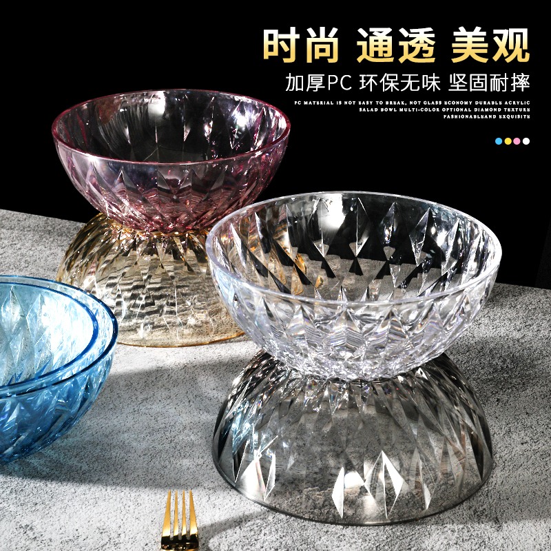 亞克力PC選菜盆茶水盆酒店餐廳洗手盅塑料蔬菜碗圓形旋轉小火鍋碗-細節圖2