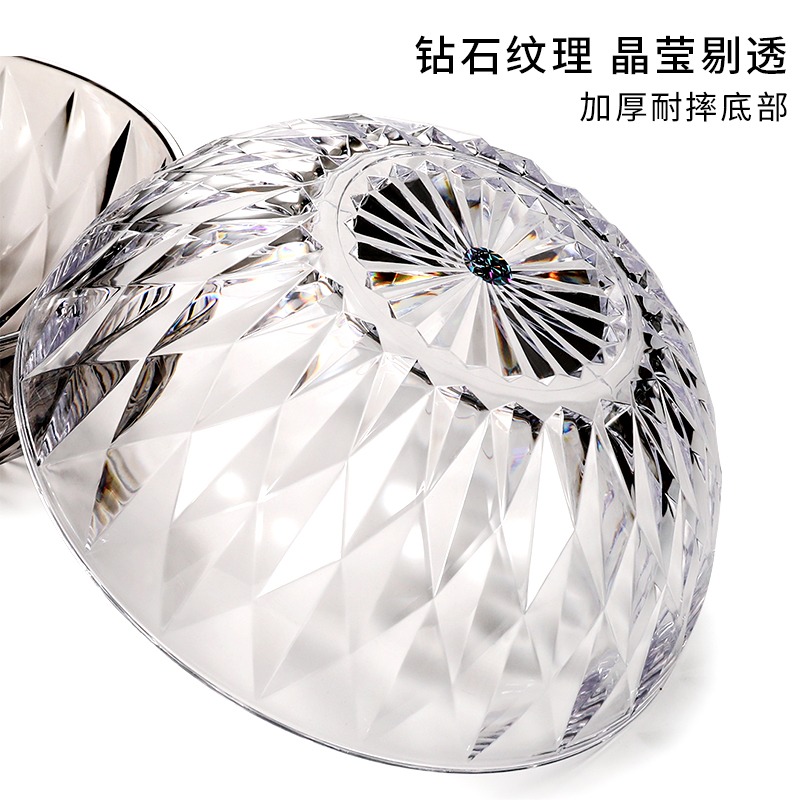 亞克力PC選菜盆茶水盆酒店餐廳洗手盅塑料蔬菜碗圓形旋轉小火鍋碗-細節圖3