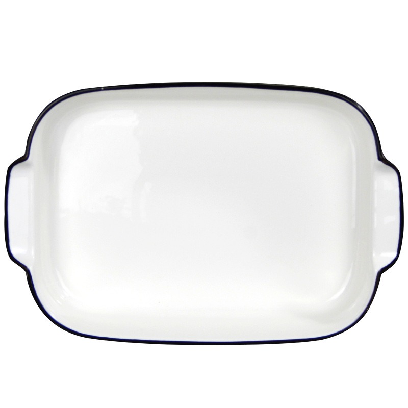 復古盤子陶瓷菜盤子雙耳深盤創意日式湯盤大號家用碗盤圓形-細節圖4