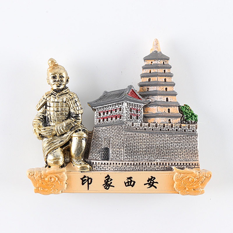 中國陜西安兵馬俑冰箱貼磁貼立體人物大雁塔鼓樓磁鐵-細節圖4