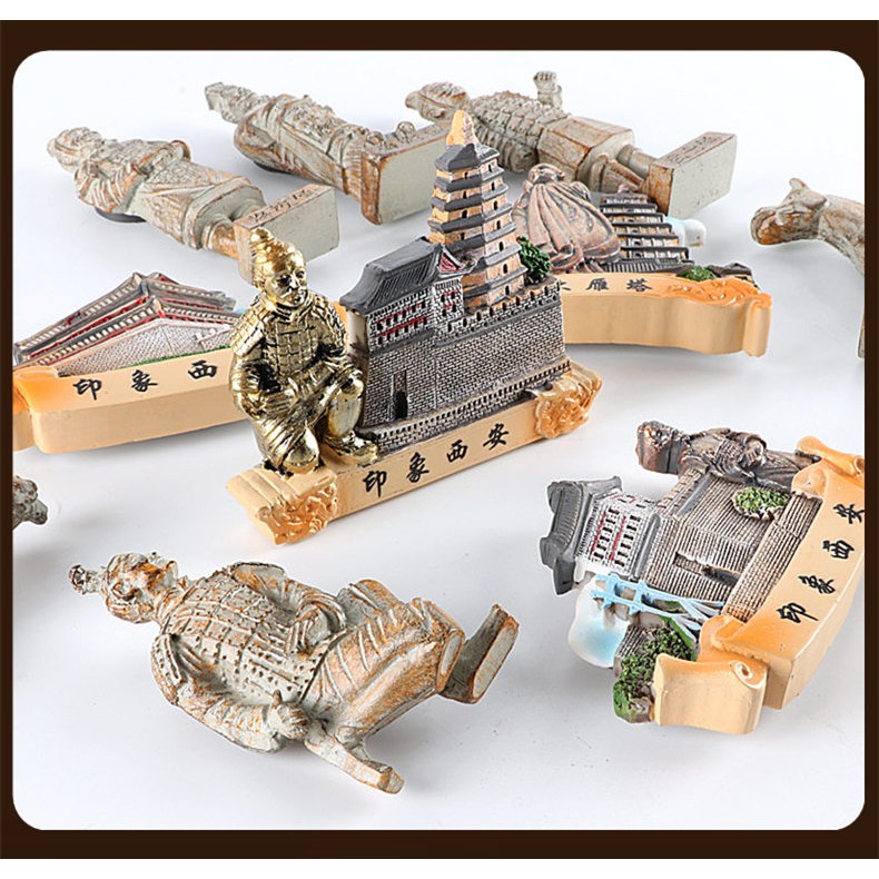 中國陜西安兵馬俑冰箱貼磁貼立體人物大雁塔鼓樓磁鐵-細節圖8