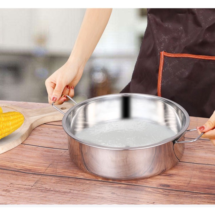 加厚加深304不銹鋼蒸糕盤子發年糕點大圓盤平底涼皮鑼鑼港式雙耳-細節圖5