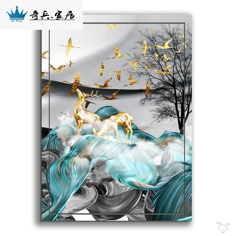 北歐麋鹿遮擋消防栓自粘遮擋畫裝飾新中式防水貼畫墻貼墻貼紙K347-細節圖3