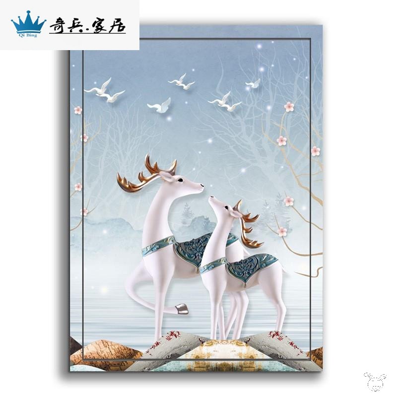 北歐麋鹿遮擋消防栓自粘遮擋畫裝飾新中式防水貼畫墻貼墻貼紙K347-細節圖4