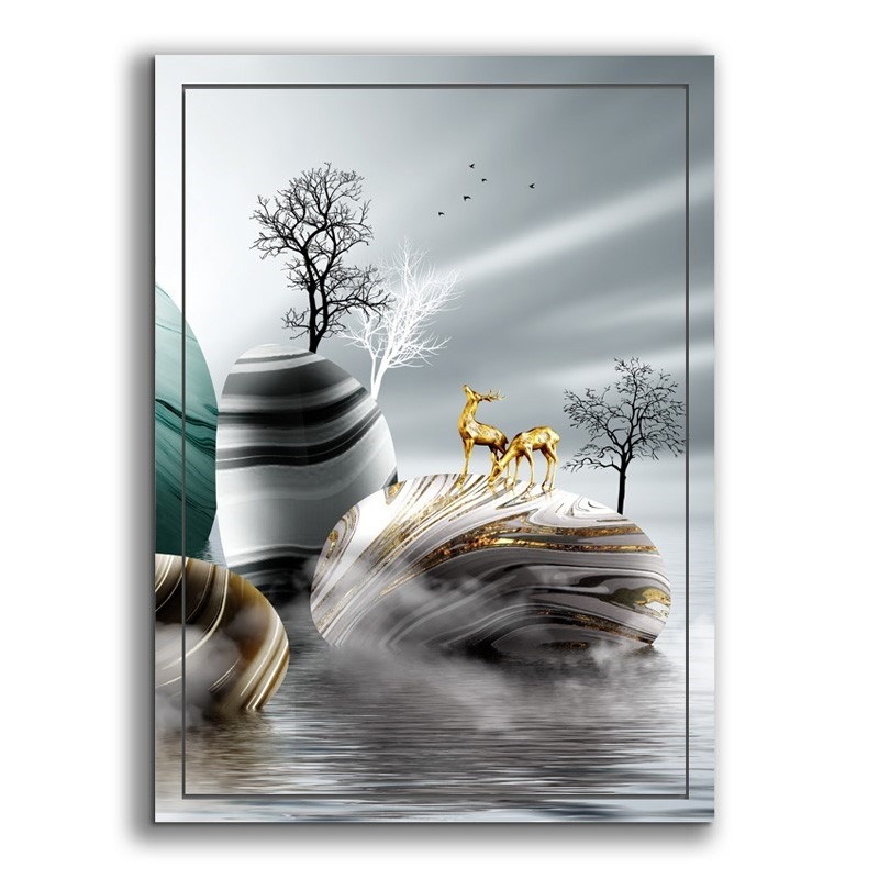 北歐麋鹿遮擋消防栓自粘遮擋畫裝飾新中式防水貼畫墻貼墻貼紙K347-細節圖10