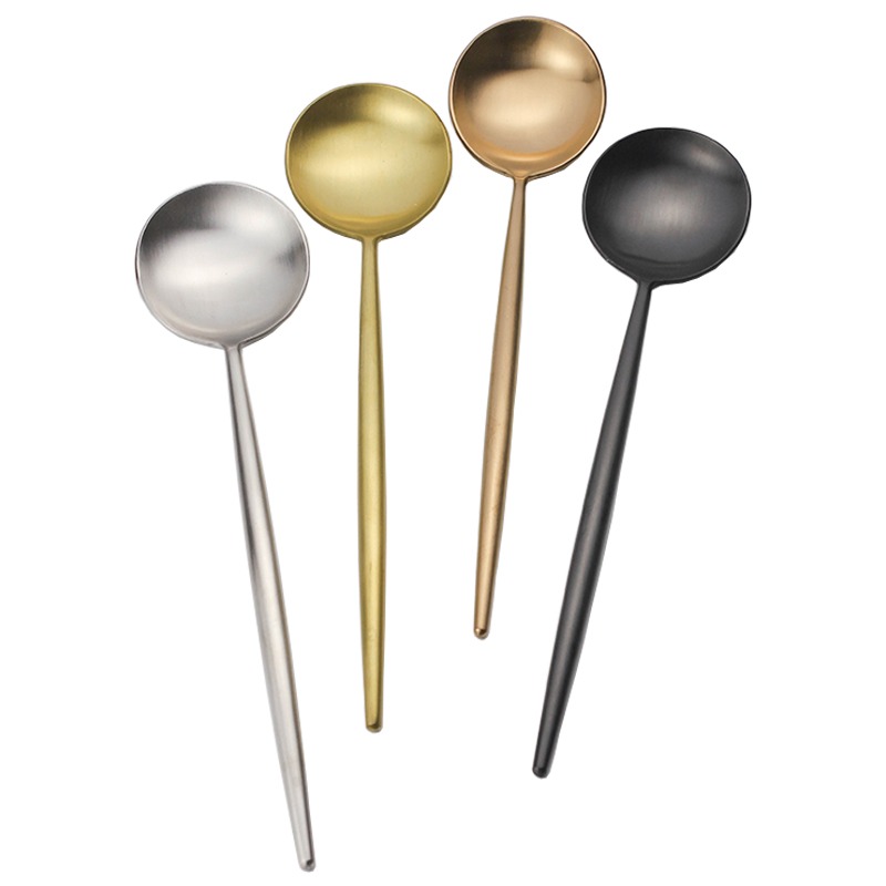 經典北歐主餐勺高檔單個網紅不銹鋼大勺子金色長柄家用西餐具-細節圖4