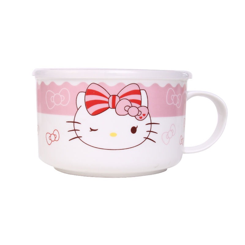 陶瓷泡麪碗帶把帶蓋保鮮碗可愛飯盒學生便當盒大號方便麪碗套裝-細節圖5