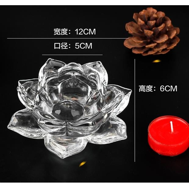 耐高溫水晶玻璃 蓮花酥油燈臺高腳燭臺 燈盞 燈座供燈佛燈佛具-細節圖9