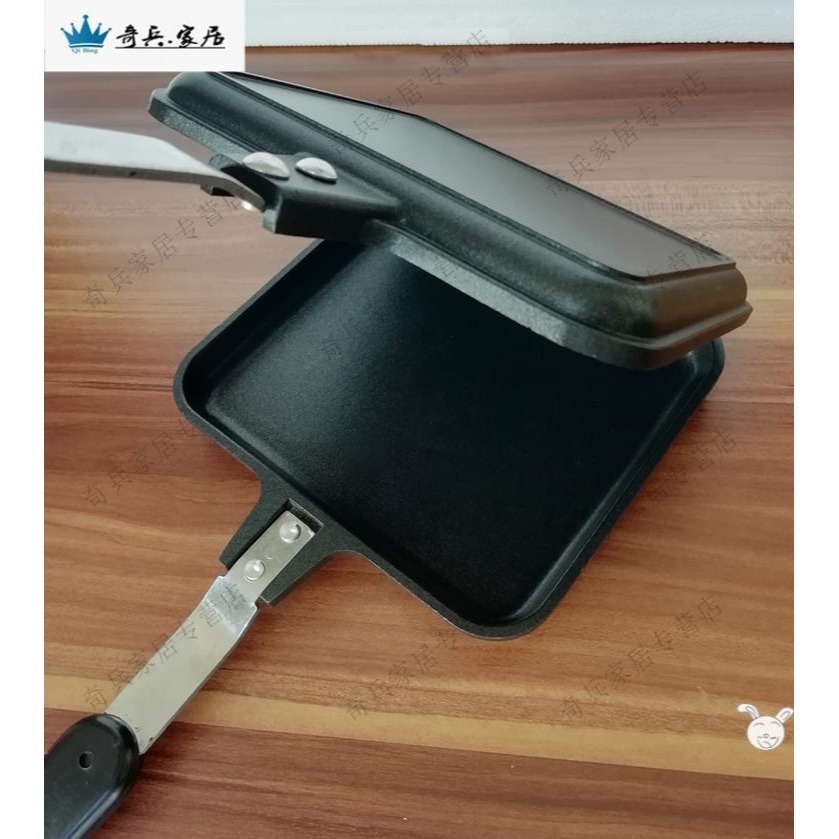 鑄鐵三明治吐司麪包模具早餐鍋鍋夾不粘日式烤盤鋁合金雙面戶外-細節圖3